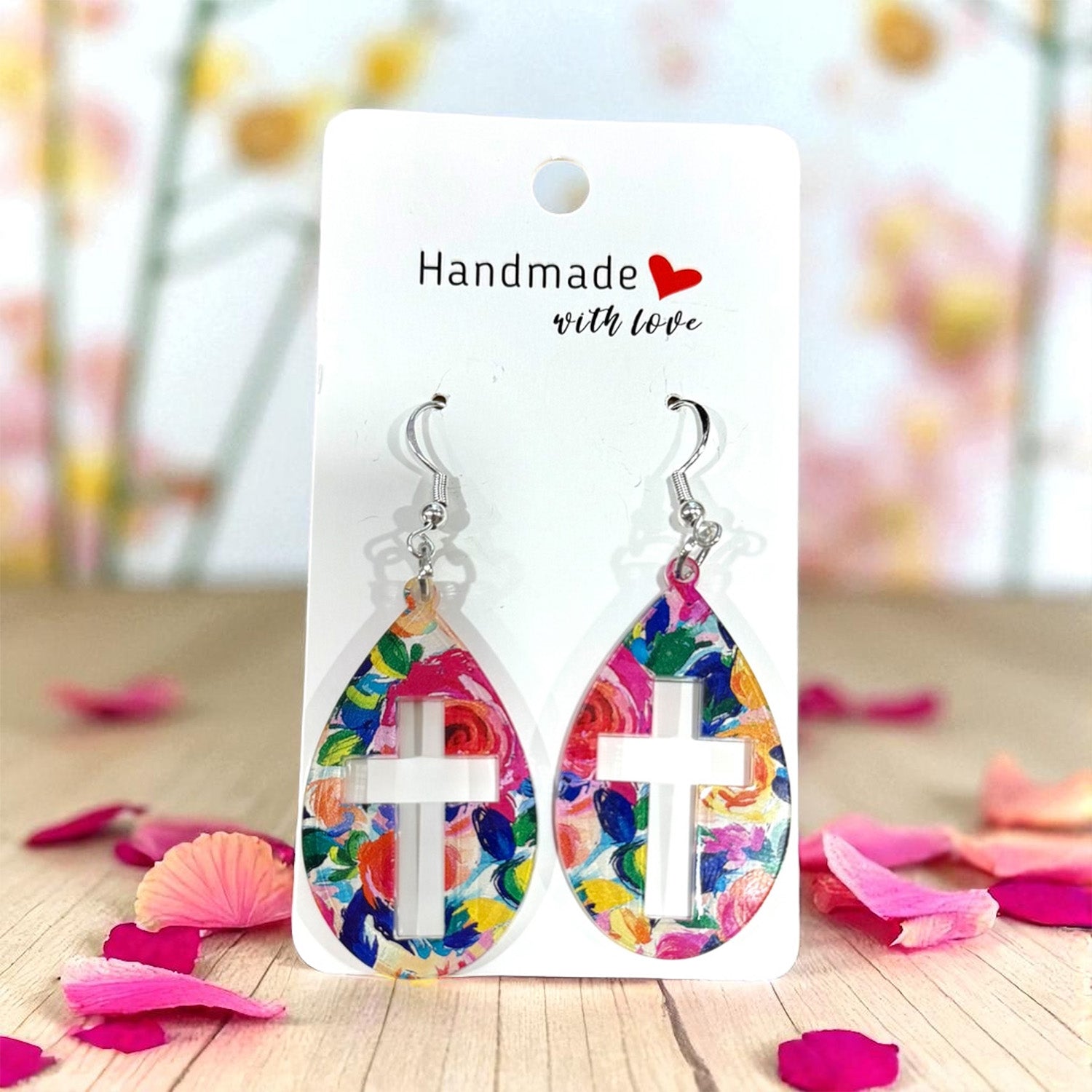 Tiedye Cross Earrings