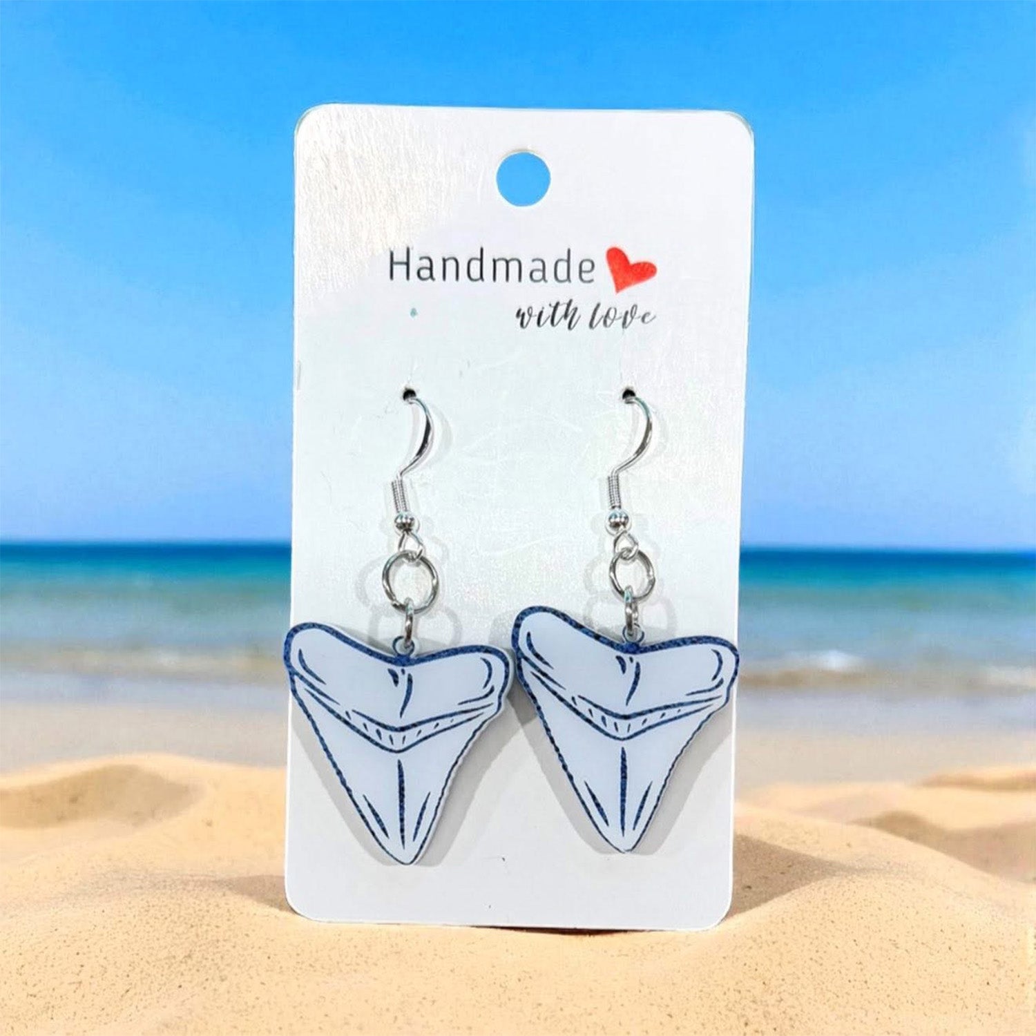 White Shark Tooth Earrings