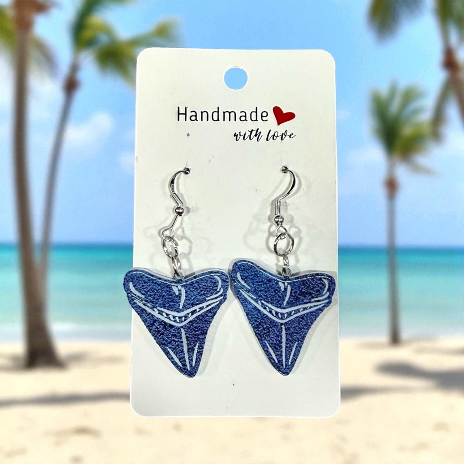 Blue Shark Tooth Earrings