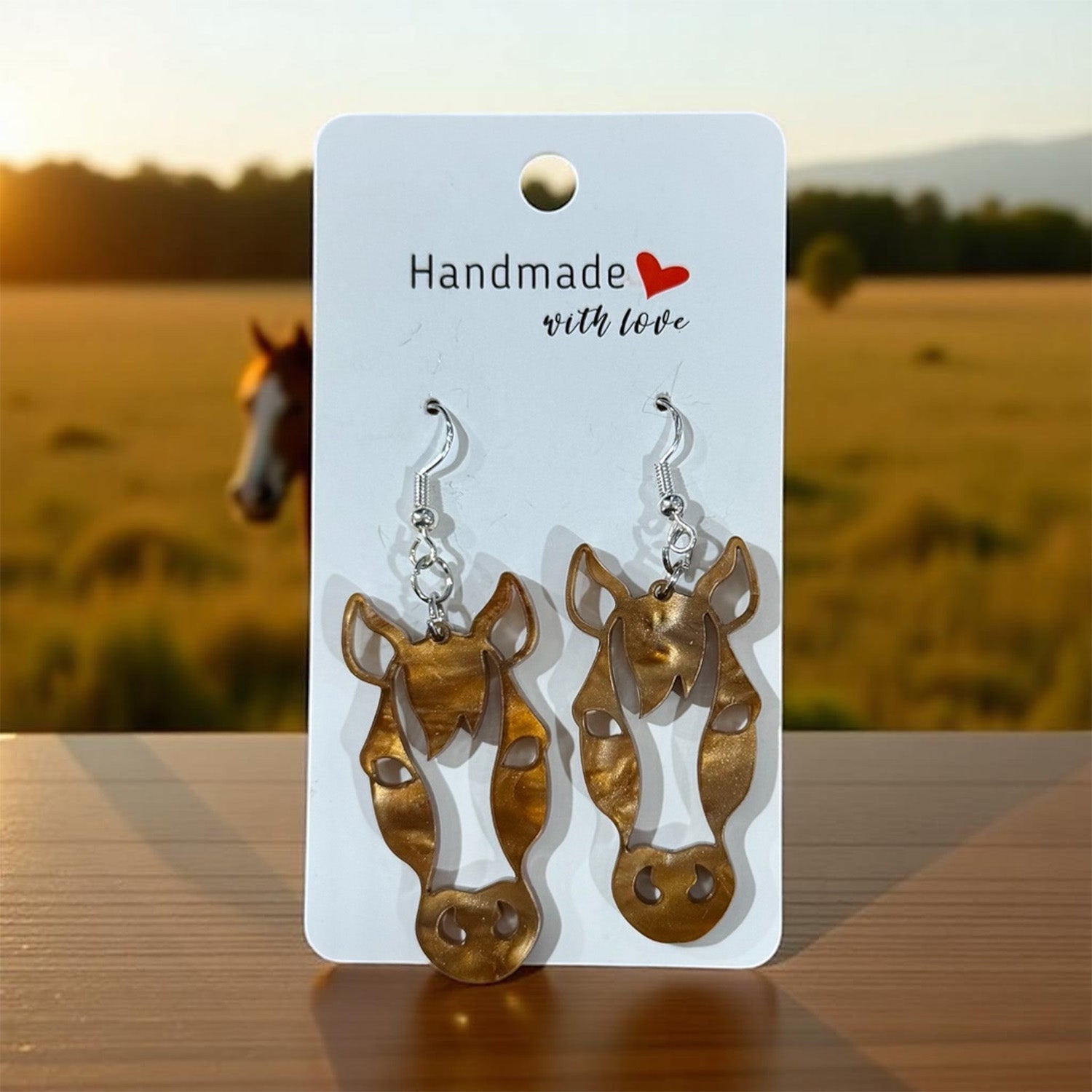 Horse Head Brown Earrings