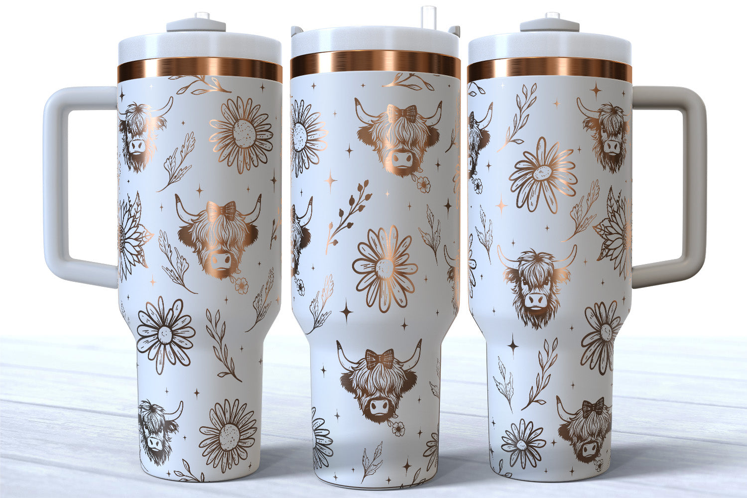 Highland Cows and Flowers 40oz