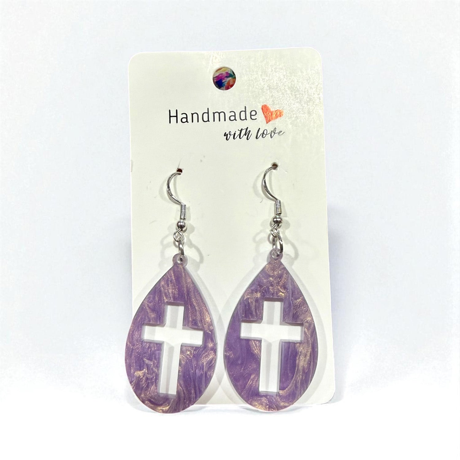 Purple Cross Earrings