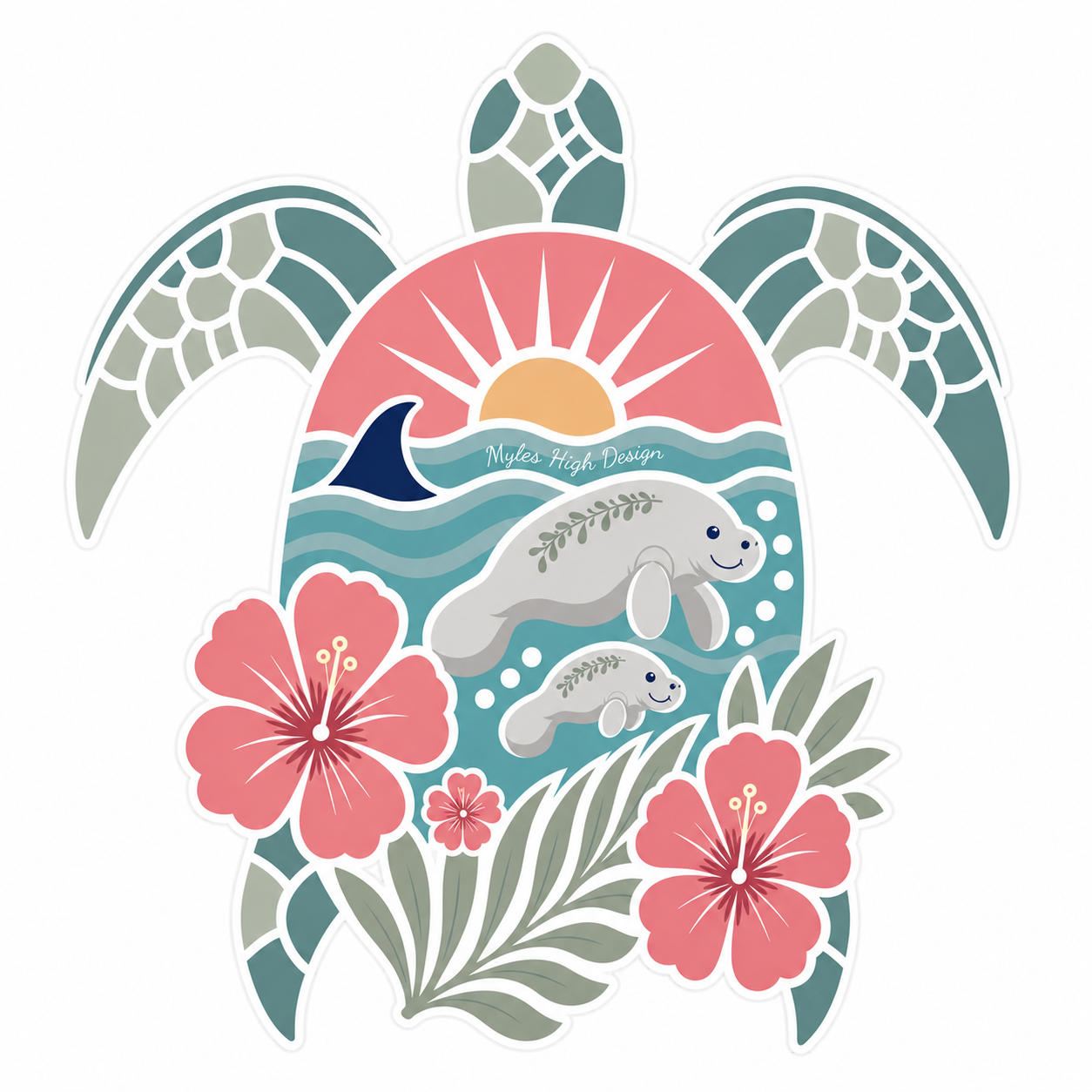 Turtle/Manatee Logo Sticker