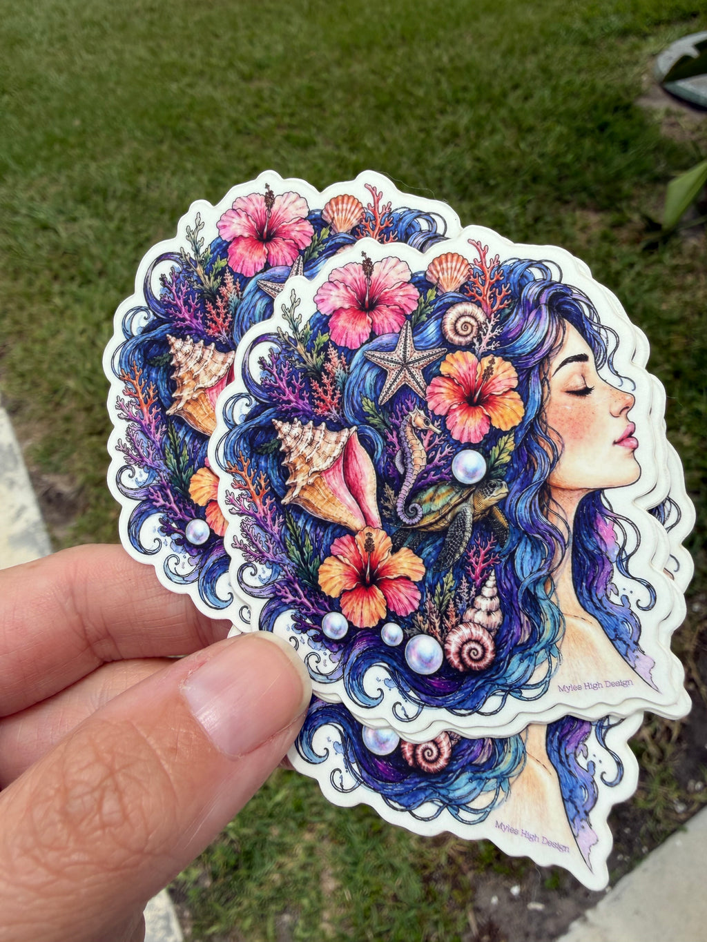 Whimsical Ocean Lady Sticker