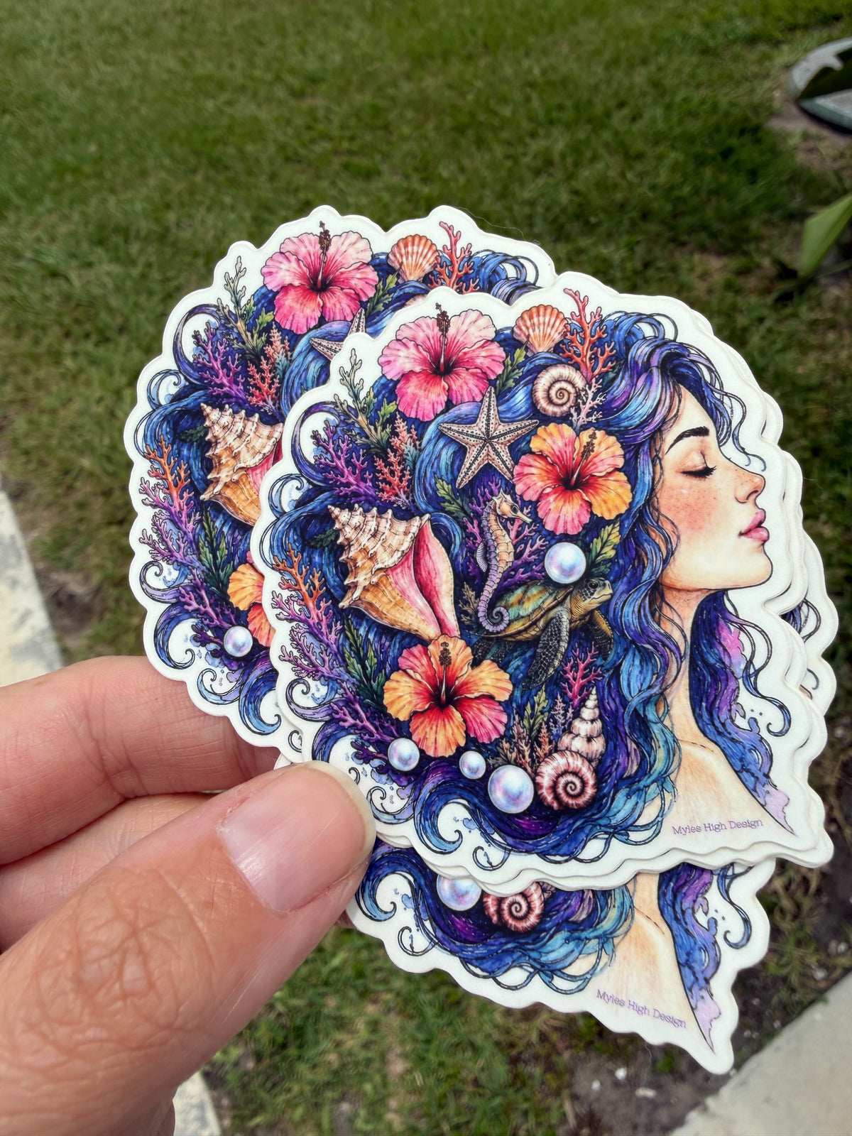 Whimsical Ocean Lady Sticker