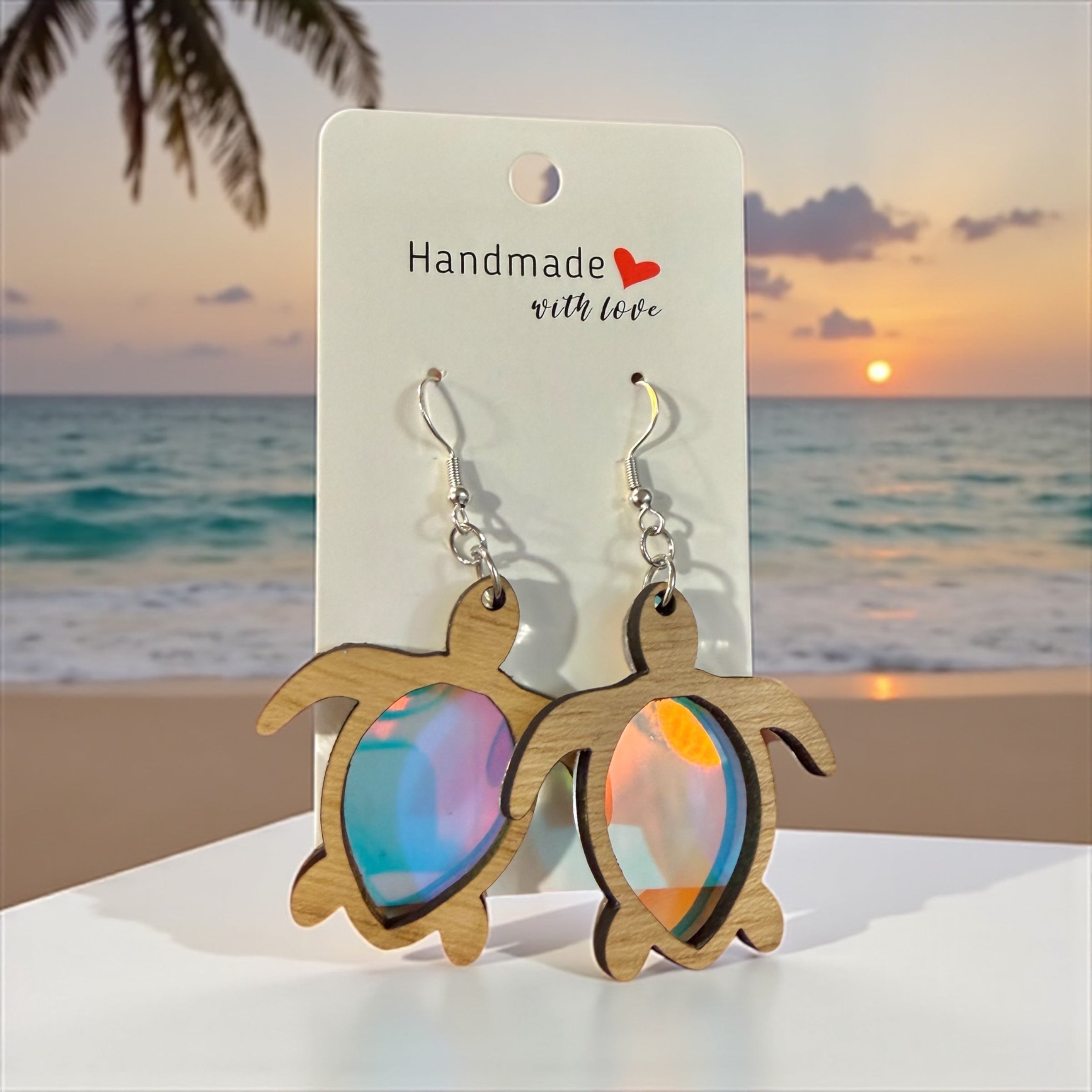 Iridescent Turtle Earrings