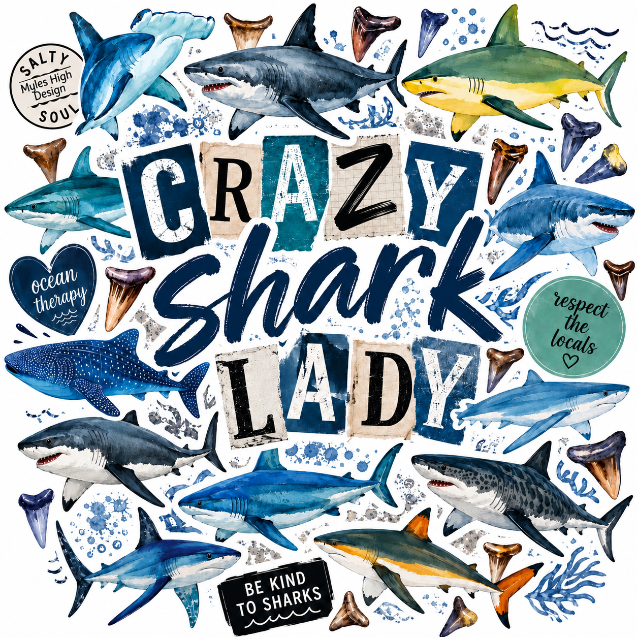 Crazy Shark Lady Sticker