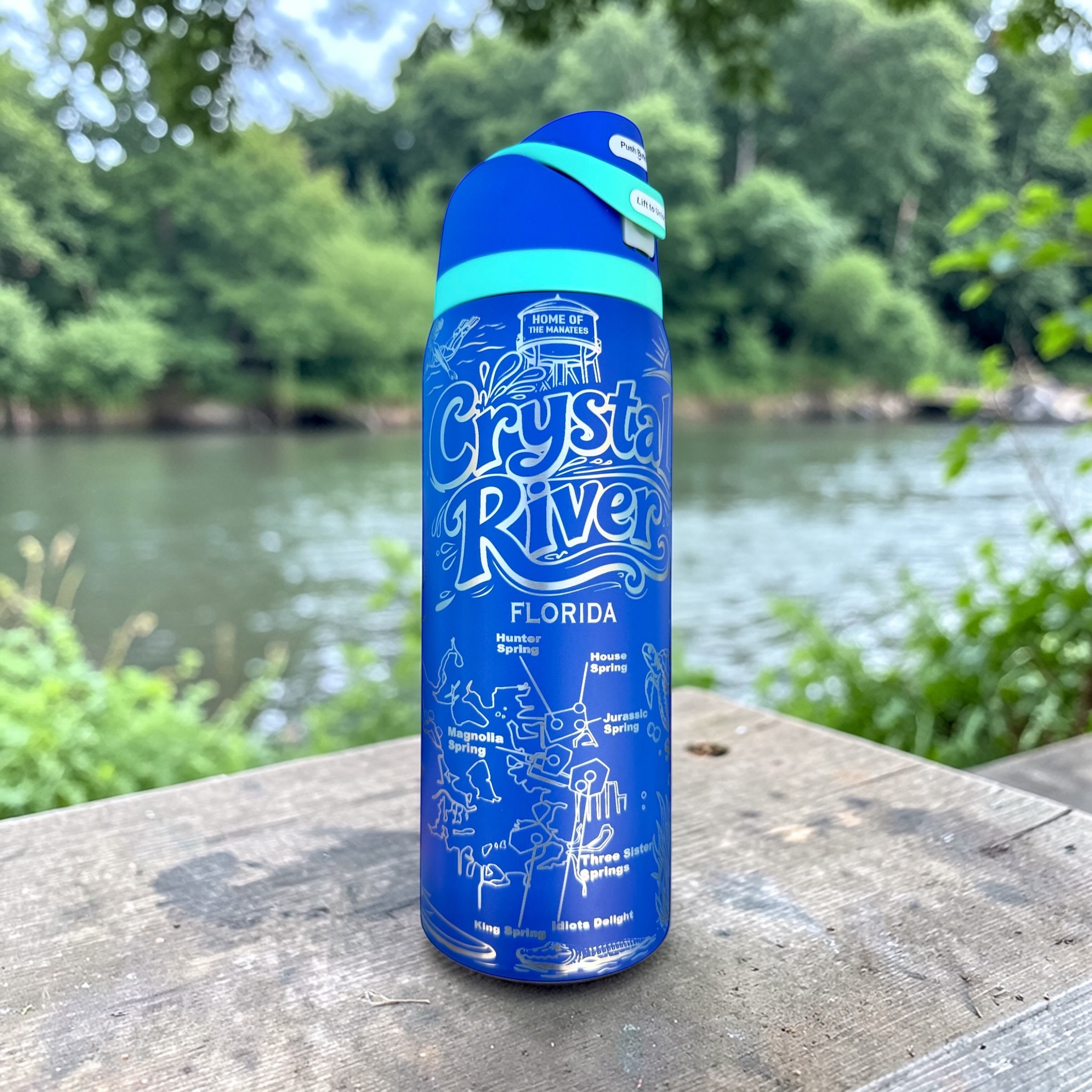 Crystal River Collage 32oz Owala Style (Laser engraved tumbler)