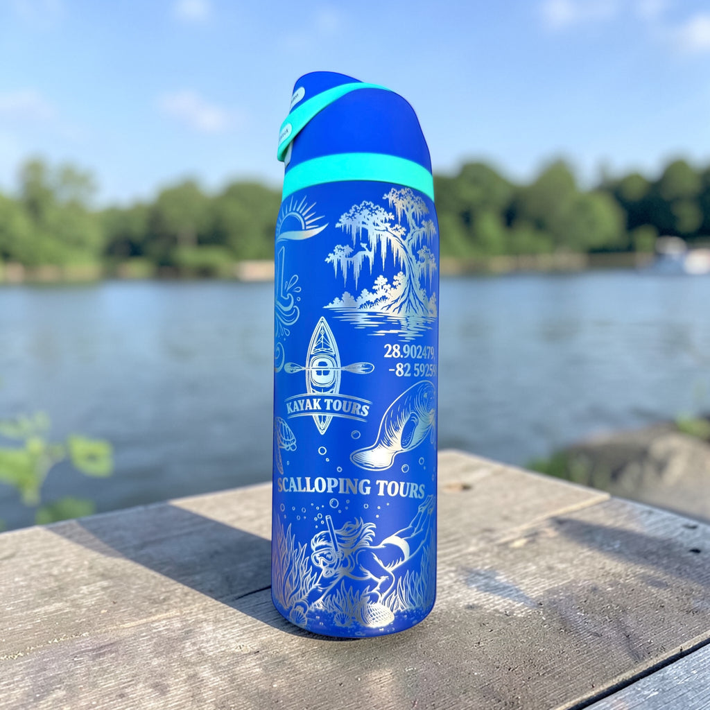 Crystal River Collage 32oz Owala Style (Laser engraved tumbler)
