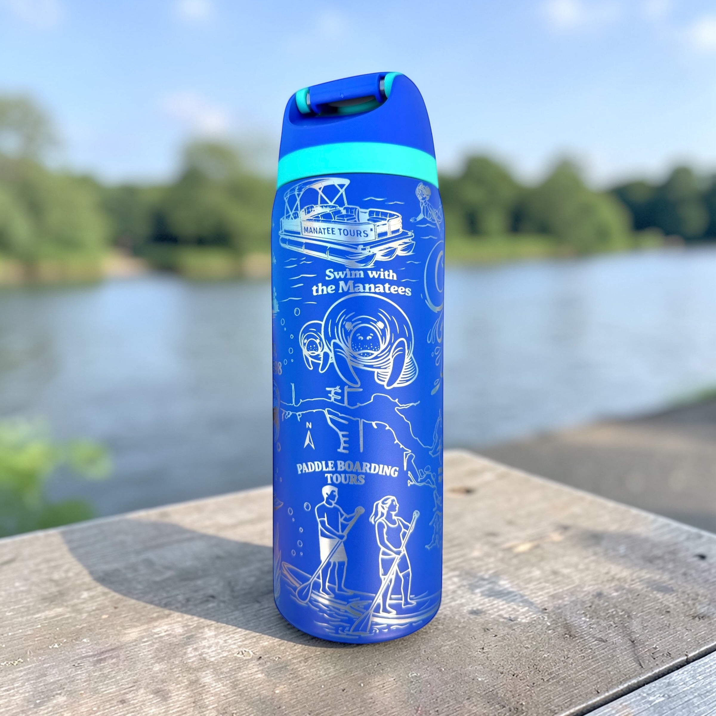 Crystal River Collage 32oz Owala Style (Laser engraved tumbler)