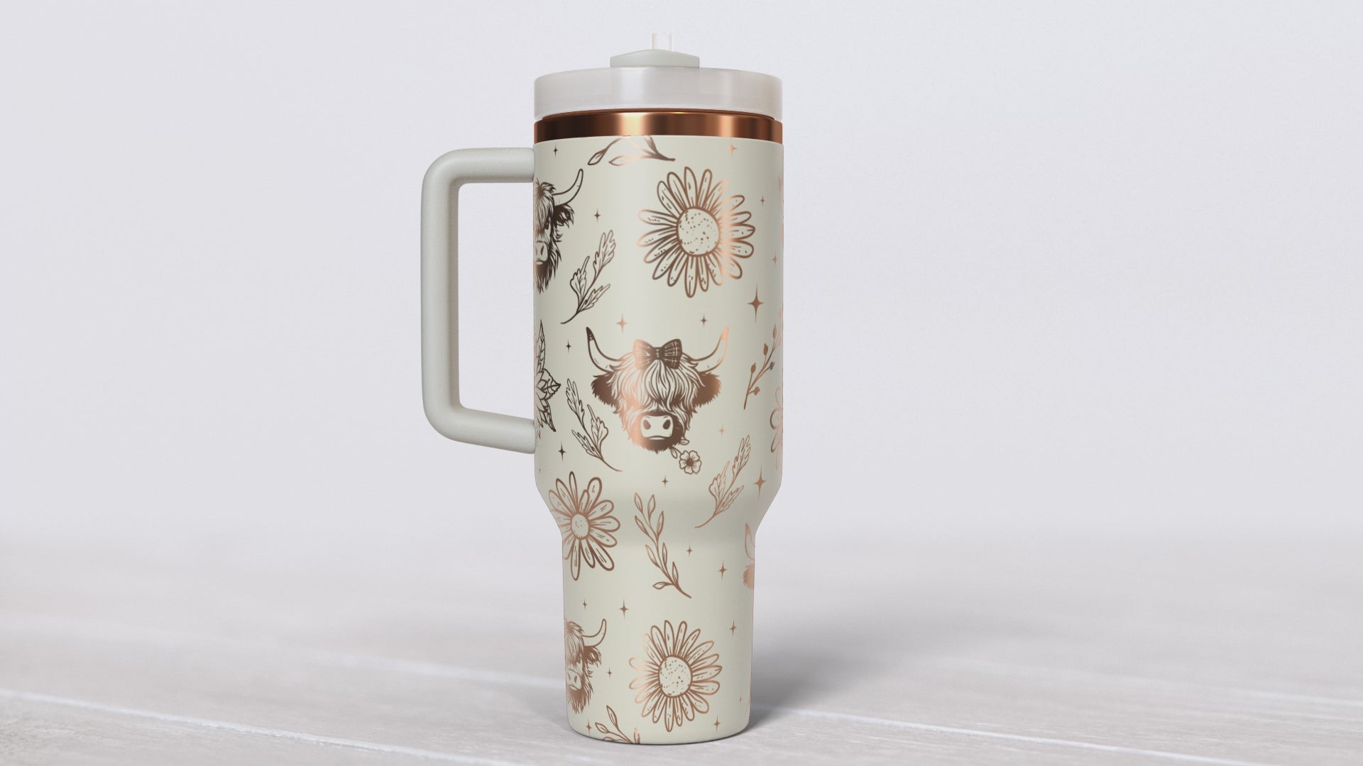 Highland Cows and Flowers 40oz